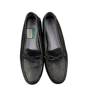 Johnston & Murphy Soft Leather Pewter Metallic Driving Loafers Women's Size 10N